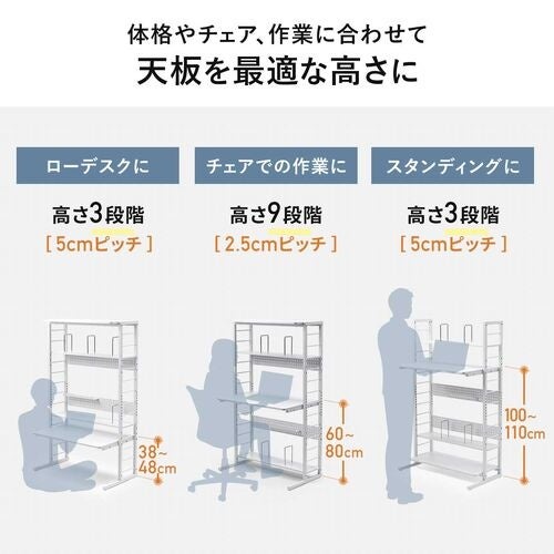 サンワダイレクト、高さ調整可能な多機能デスク「100-DESKH086W」を発売 - 画像6