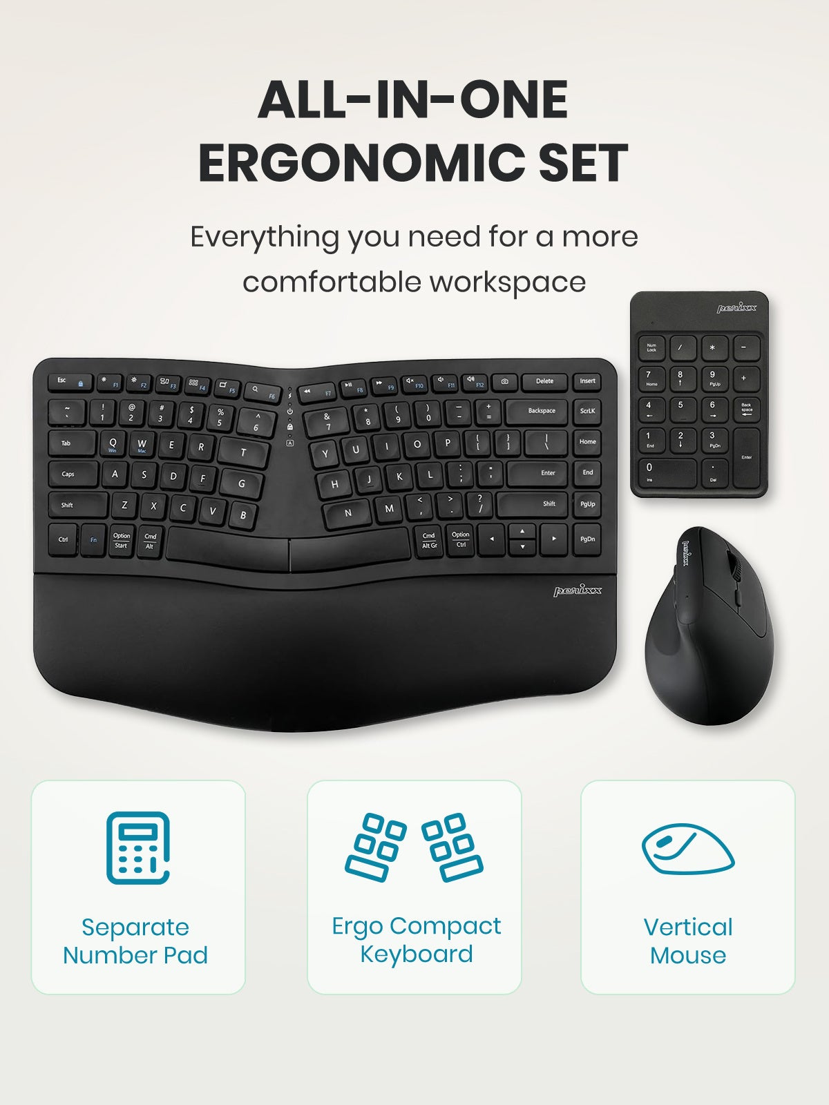 ペリックス、左右分離キーボードと縦型マウスをセットにした「PERIDUO-606IIA」を発売｜人間工学に基づいた左右分離型キーボード