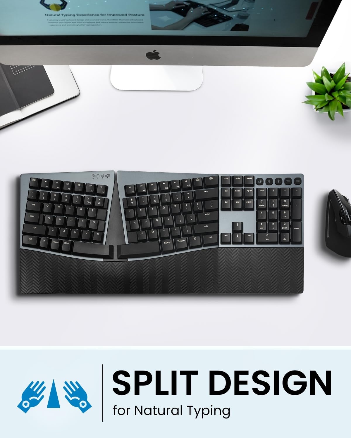 Perixx、フルサイズテンキー搭載のワイヤレスエルゴノミクスメカニカルキーボード「PERIBOARD-735」を発売|ロープロファイルスイッチと優れた接続性(2枚目)