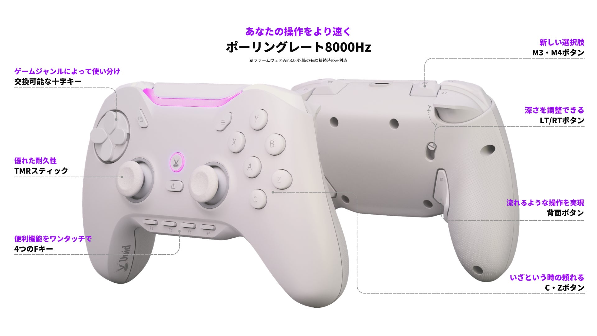 AndGAMER、ゲーミングコントローラー「Void GENESIS」に新色ホワイトを追加し東京ゲームショウ2026で先行販売｜GENESISの主な特徴とスペック（6枚目）