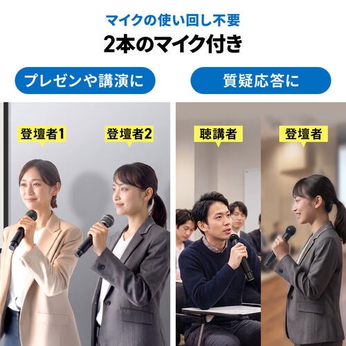 サンワダイレクト、マイク2本付きで120W出力のポータブルPAスピーカー「400-SP130」を発売｜400-SP130の製品仕様（4枚目）