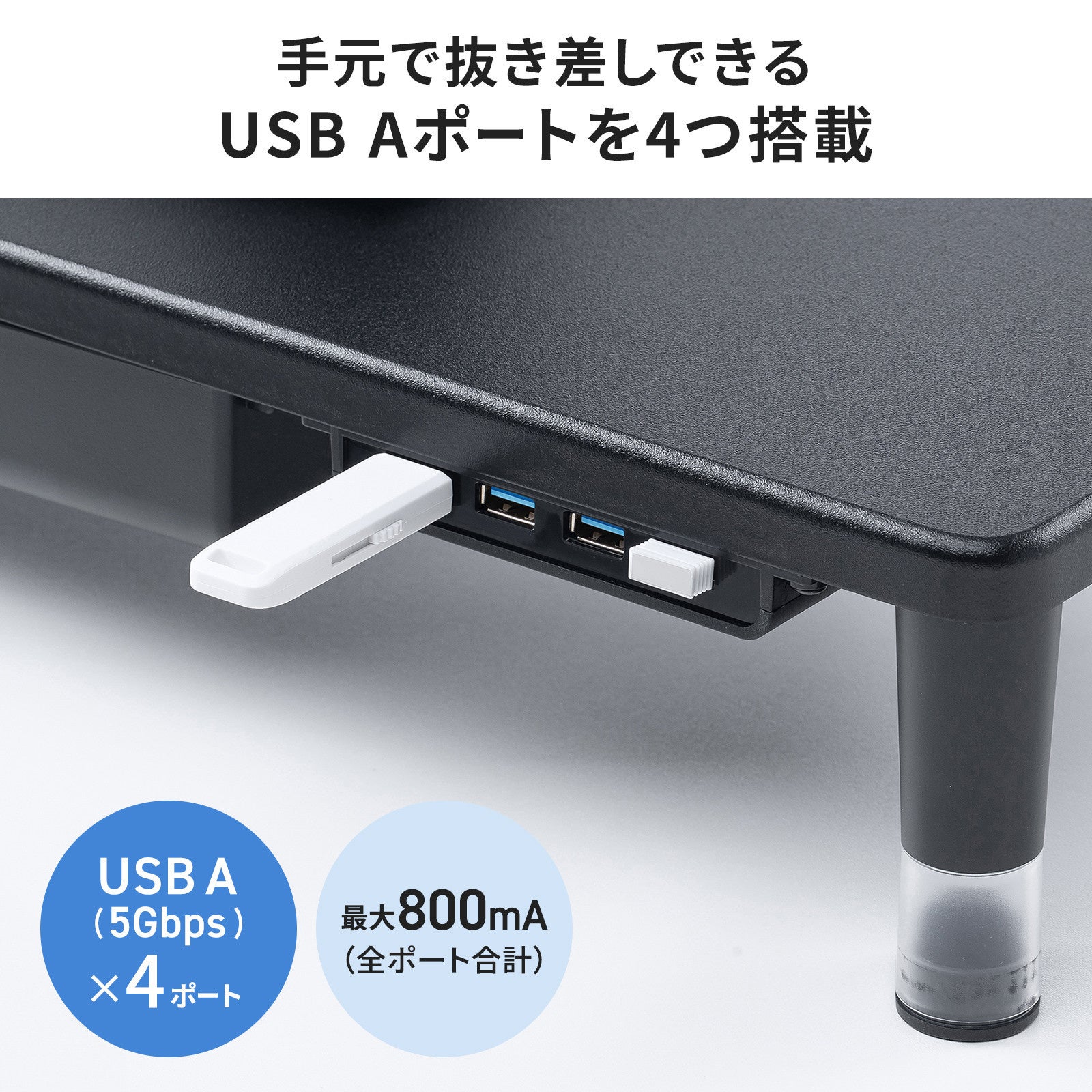 サンワサプライ、高さ2段階調整とUSBハブ・引き出しを備えたモニター台を発売(8枚目)