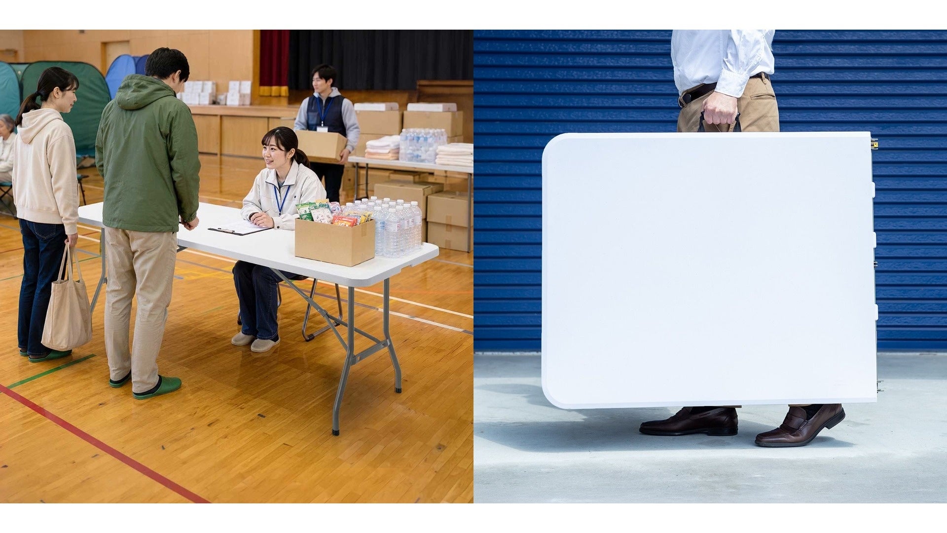 サンワダイレクト、持ち運び可能な幅183.5cmの樹脂製折りたたみワイドテーブルを発売｜幅183.5cmのワイド天板と優れた利便性
