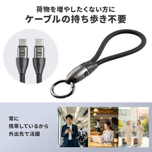 サンワダイレクト、バッグやスマホに常備できるPD240W対応ストラップ型Type-Cケーブルを発売｜製品仕様と販売価格（4枚目）