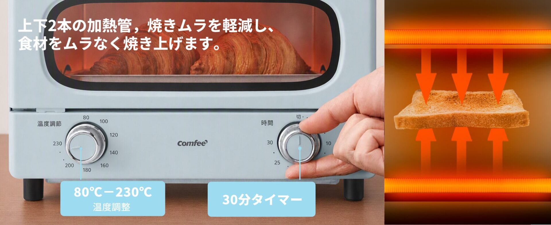 COMFEE’、レトロデザインを採用したオーブントースター「CF-MG101-GR」を発売｜取扱サイト