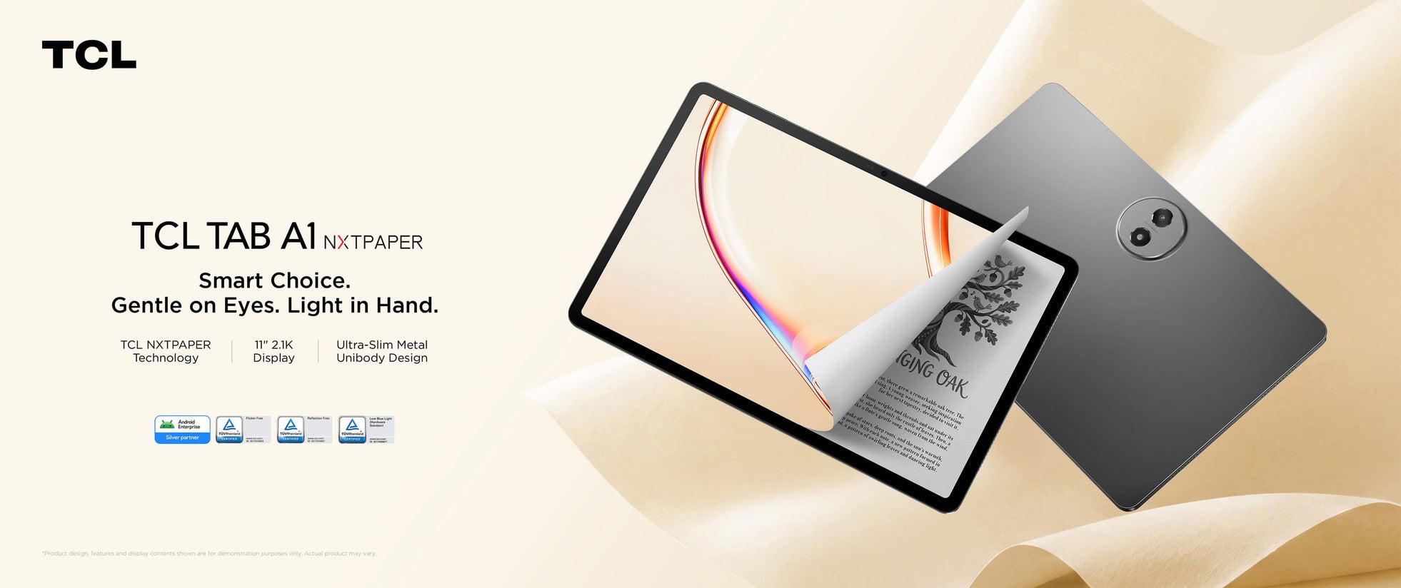 TCL、11型タブレット「TAB A1」と「TAB A1 NXTPAPER」の2機種を発売｜TCL TAB A1 NXTPAPERの主な特長