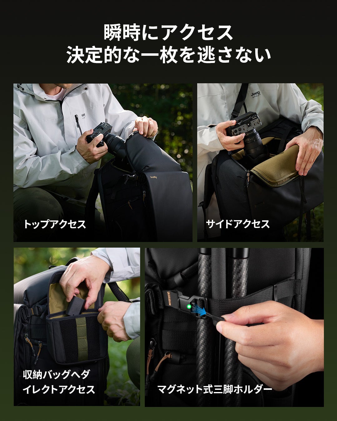 SmallRig、4L拡張や4方向クイックアクセスに対応する25L大容量カメラバッグを発売|セキュリティ設計と撥水・耐摩耗素材(5枚目)