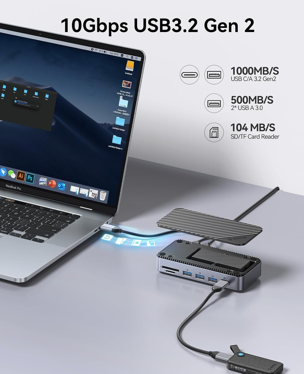 ORICO、ドッキングステーションとM.2 SSDケースを一体化した多機能ドックを発売|ORICO多機能ドックの主要スペックと搭載ポート