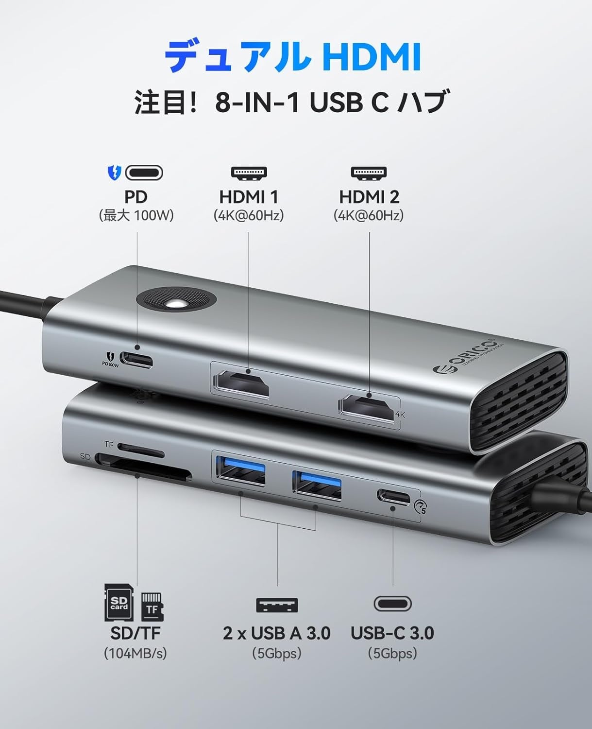 ORICO、デュアルHDMI 4K出力対応の8-in-1 USB-Cドッキングステーションを発売|キャンペーン価格と販売情報