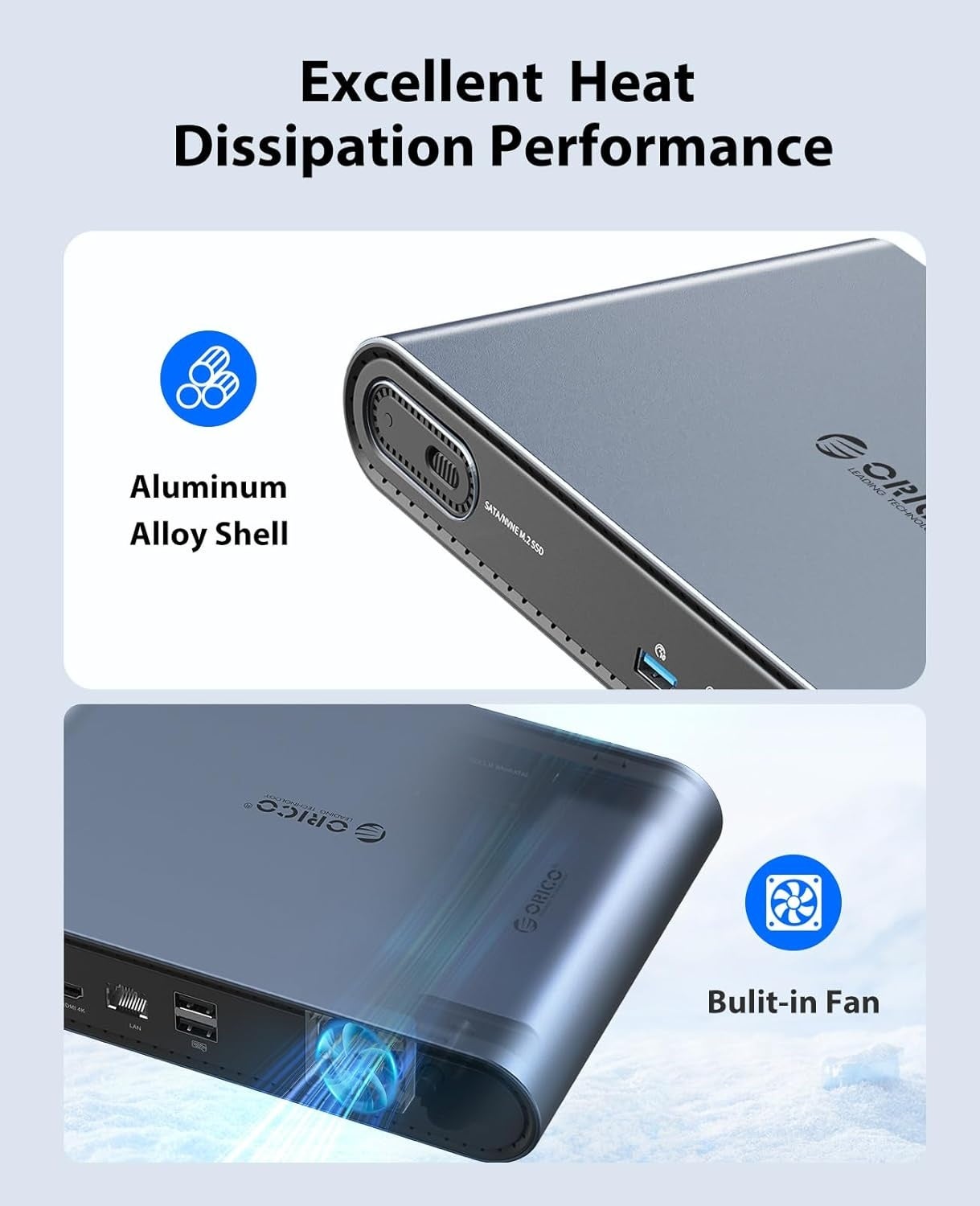 ORICO、USB-CドックとM.2 SSDケースを一体化した2-in-1ハブを発売|デュアル4K出力と強力な冷却システム
