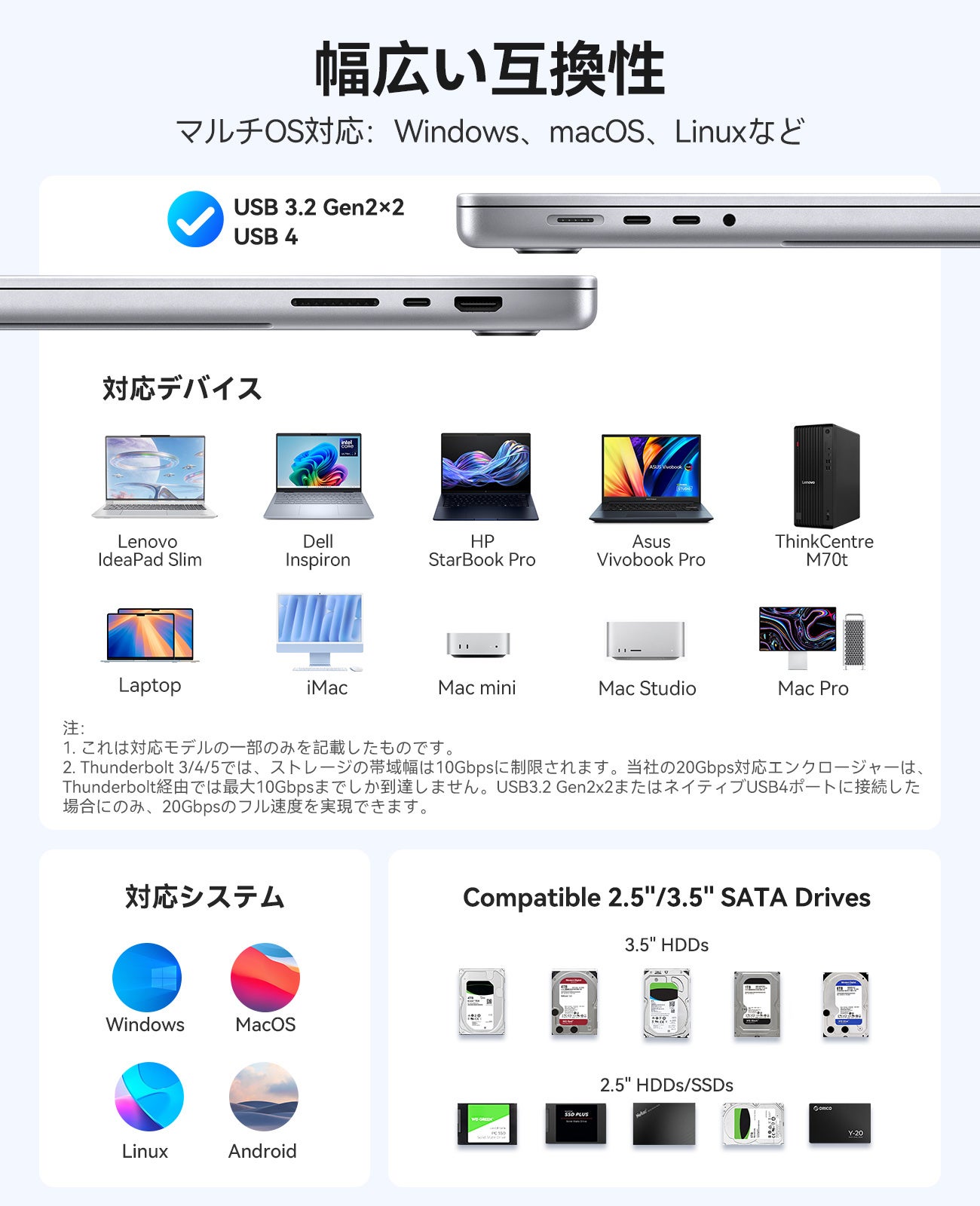 ORICO、最大130TB対応の5ベイRAID HDDケースを発売|対応OSとドライブ仕様(3枚目)