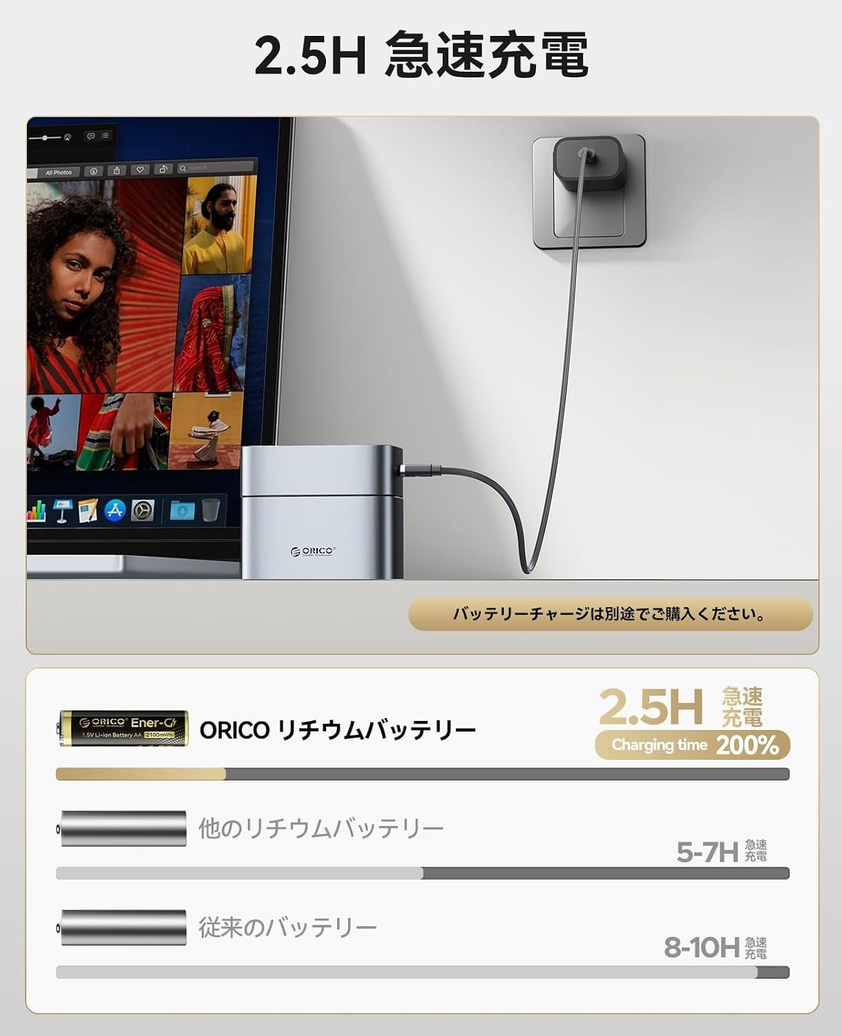 ORICO、1.5V安定出力・2300mWh高容量の単三リチウム充電池を発表|期間限定の割引キャンペーンについて