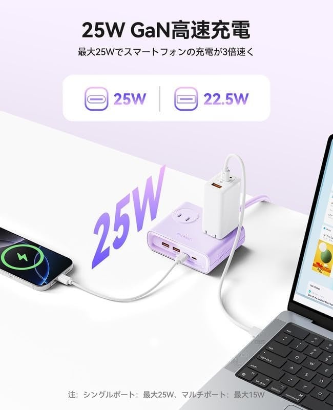 ORICO、GaN採用で8-in-1の薄型マルチタップを発売。最大25WのPD急速充電に対応｜主なスペックとキャンペーン概要（3枚目）
