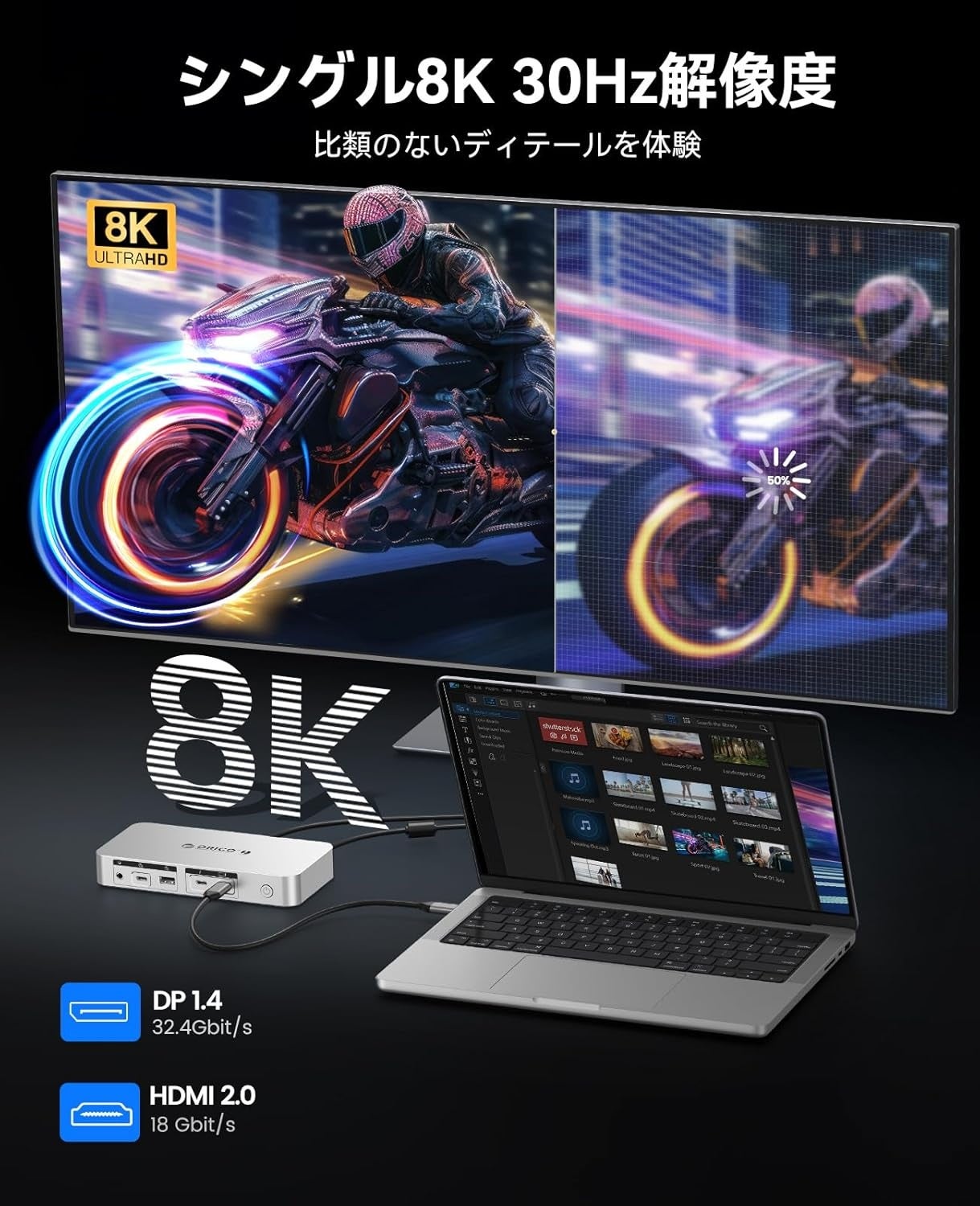 ORICO、Thunderbolt 4認証を取得した12-in-1ドッキングステーションを発表｜シングル8Kやデュアル4K出力に対応する映像性能