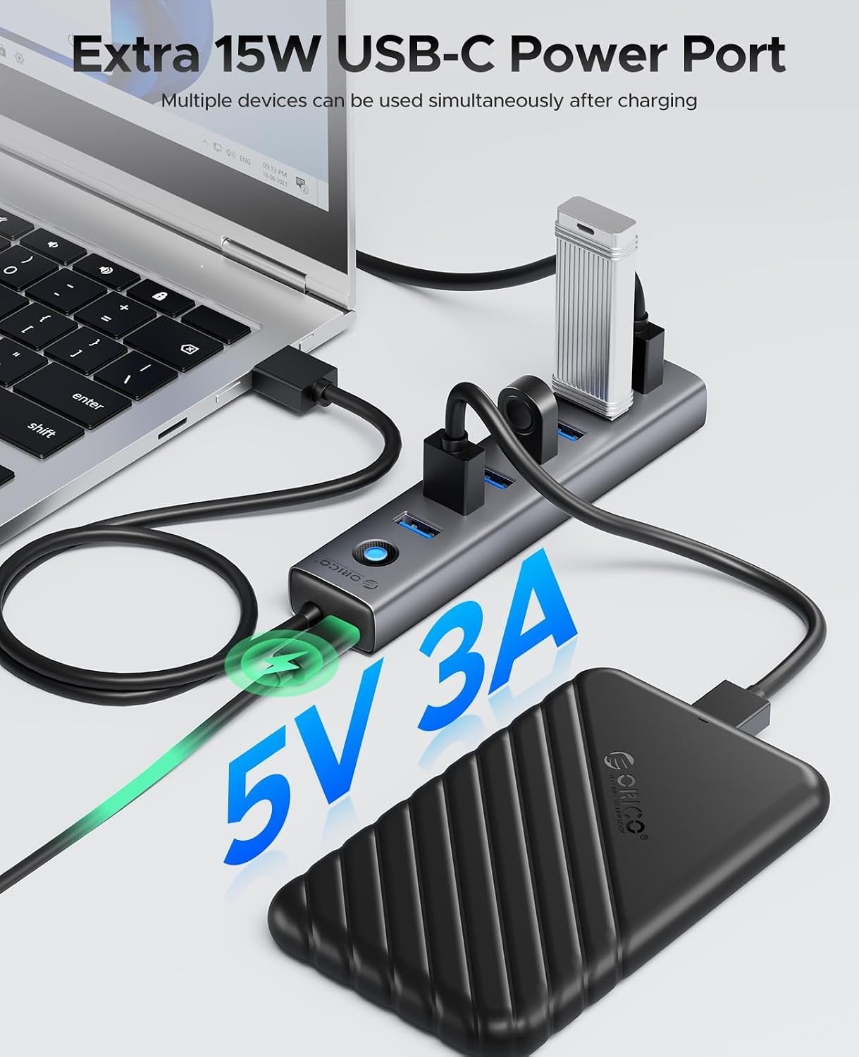 ORICO、最大5Gbps転送やType-C給電に対応する7ポートUSB 3.0ハブを発表|Type-C電源ポートによる安定した接続