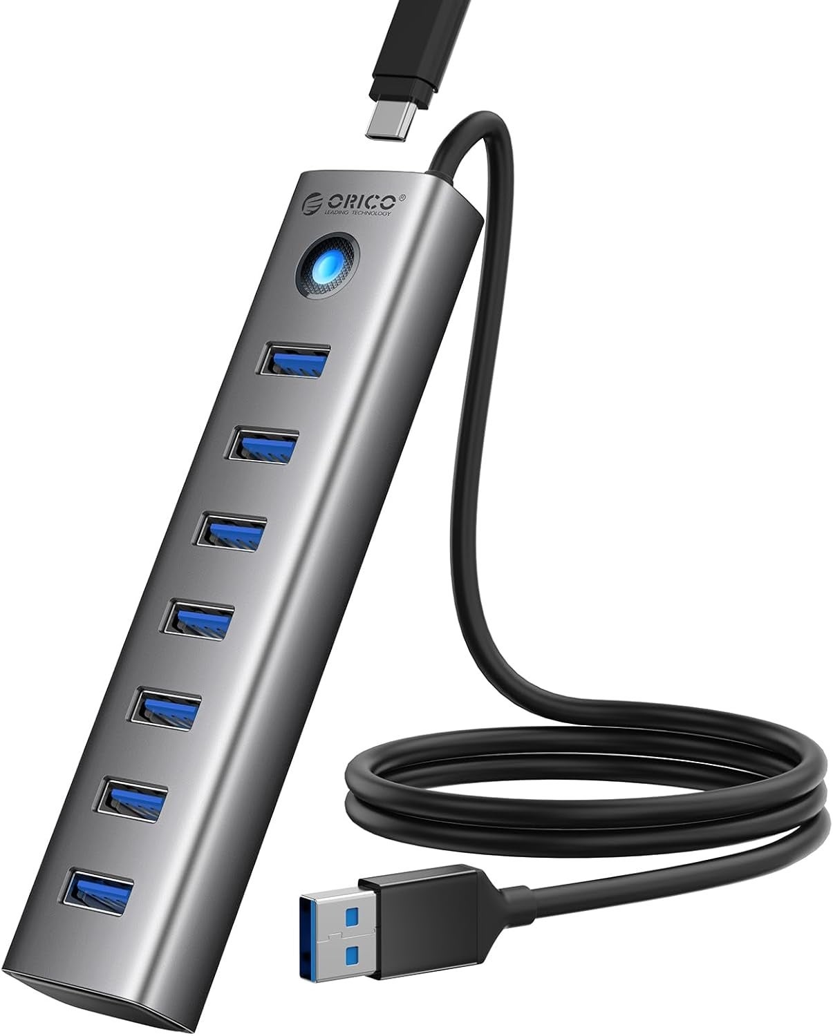 ORICO、最大5Gbps転送やType-C給電に対応する7ポートUSB 3.0ハブを発表