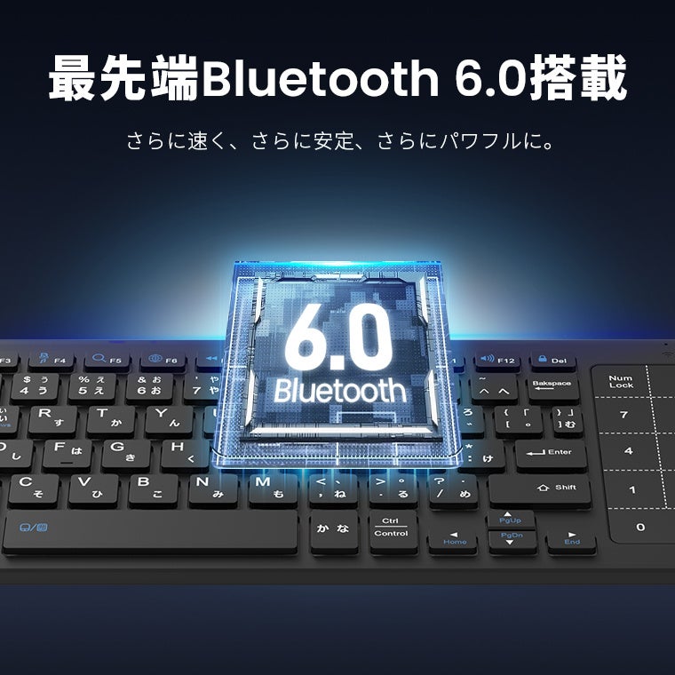 L&Lライブリーライフ、タッチパッドとテンキーを切り替えられる薄型ワイヤレスキーボードを販売中｜最薄部約6mm・約300gの薄型軽量設計（3枚目）