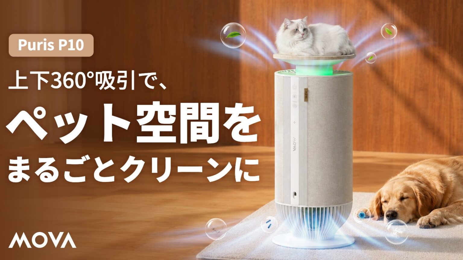 MOVA、ペットの抜け毛やニオイ対策に特化した空気清浄機「Puris P10」をMakuakeで発売