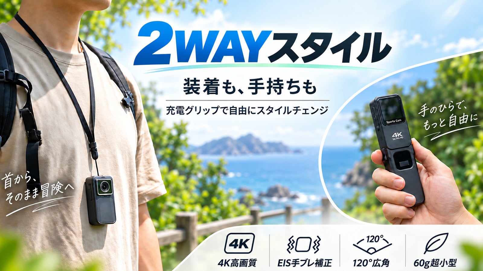 4K対応・1.3インチ液晶モニター搭載の超小型アクションカメラ「YD01」がMakuakeにて先行販売開始