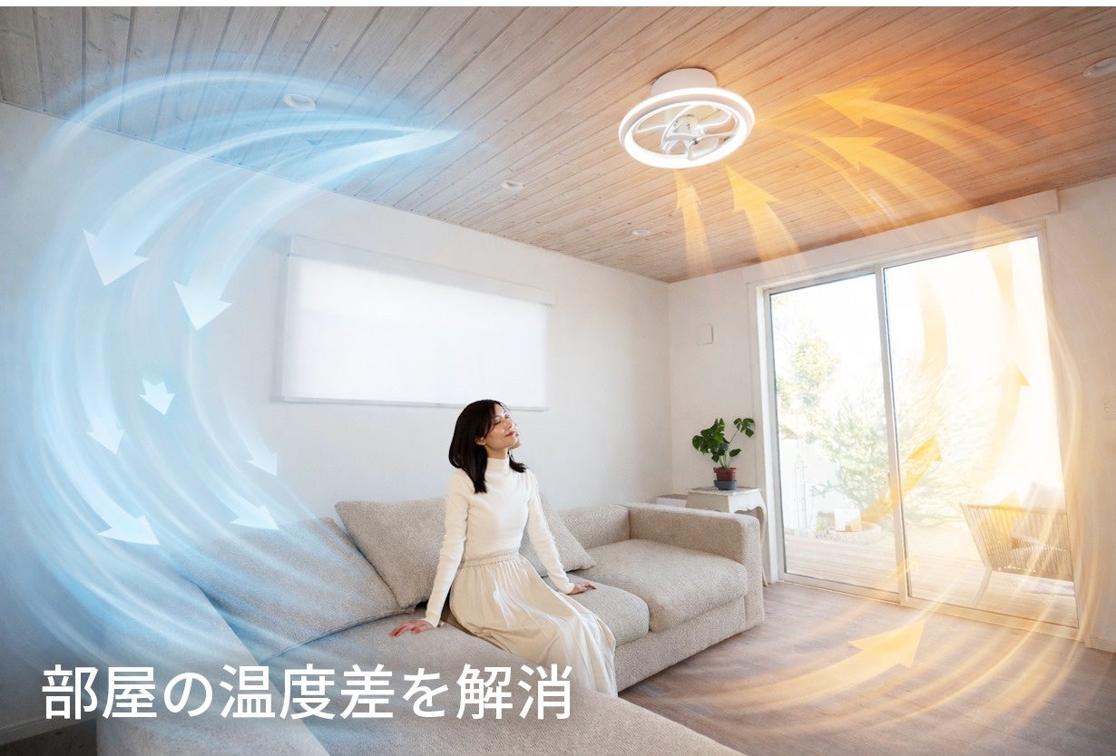 株式会社YANA-JAPAN、空気循環も担うシーリングファンライト「AIR LIGHT ONE KAZE」をMachi-yaで先行販売｜AIR LIGHT ONE KAZEの主な特徴と設計