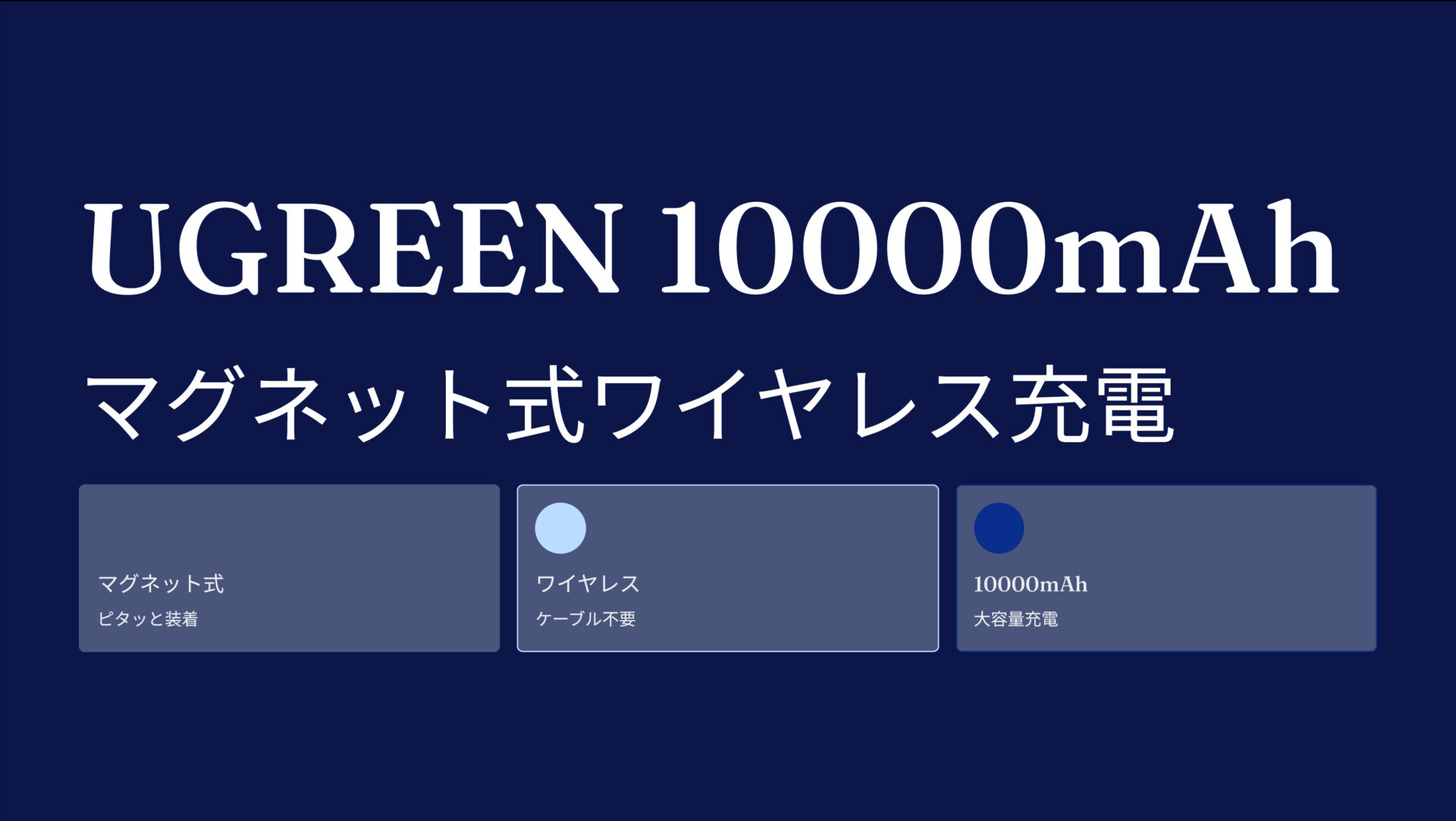 UGREEN 10000mAh マグネット式ワイヤレス充電対応モバイルバッテリー のアイキャッチ画像
