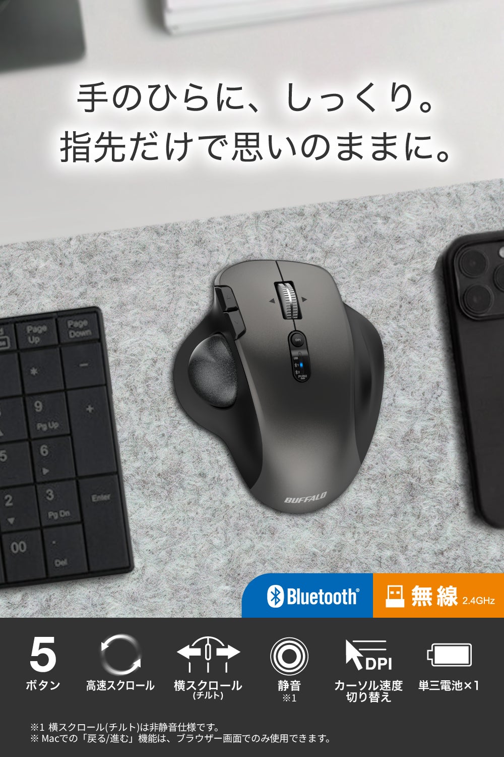 バッファロー、ブランド初の親指操作トラックボールマウス「BSTBB700Xシリーズ」を発売｜発売記念クーポンキャンペーン概要（3枚目）