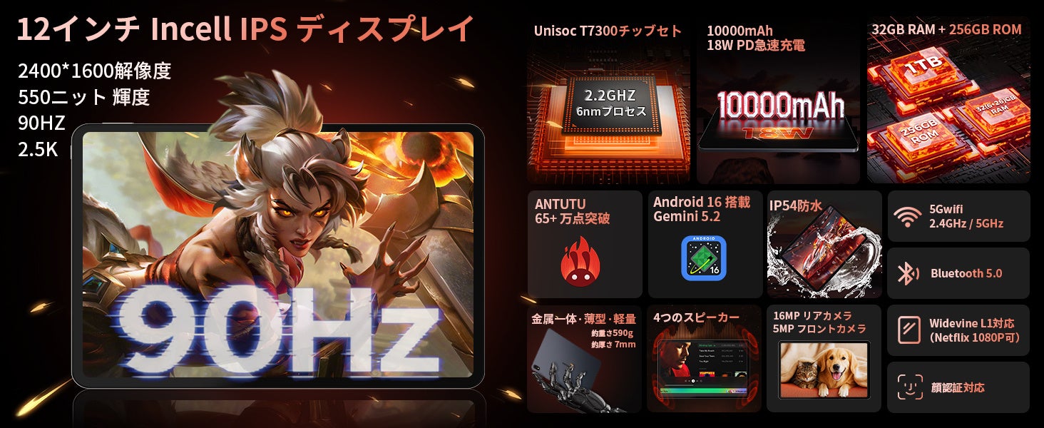 RebotAi、12インチ2.5Kタブレット「AF12」をAmazon秋の先行セールで45%OFFの26,599円で販売