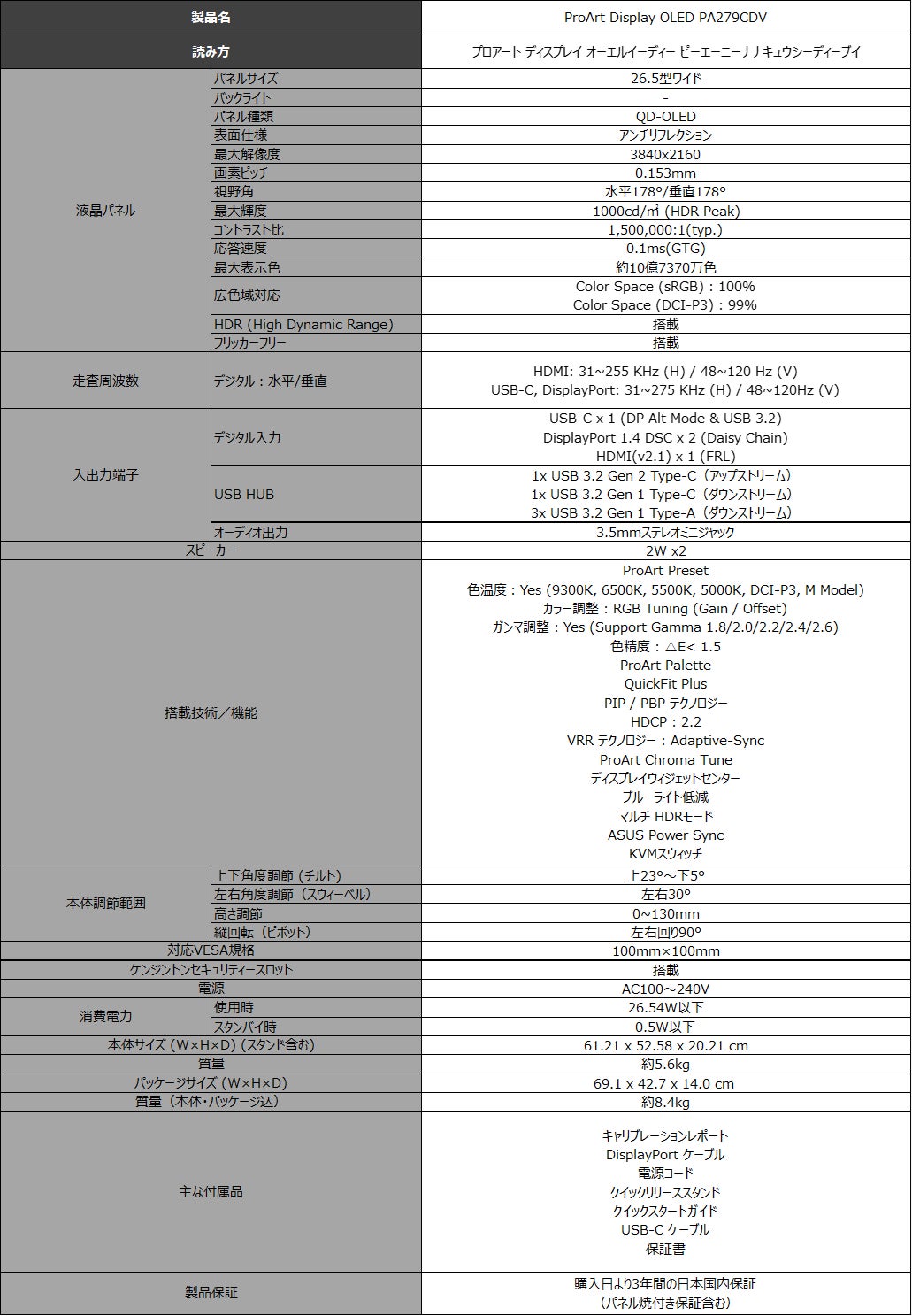 ASUS、クリエイター向けブランドProArtより4K QD-OLEDモニターなど2製品を発売｜ProArt Display PA249CGVの主な特徴（4枚目）