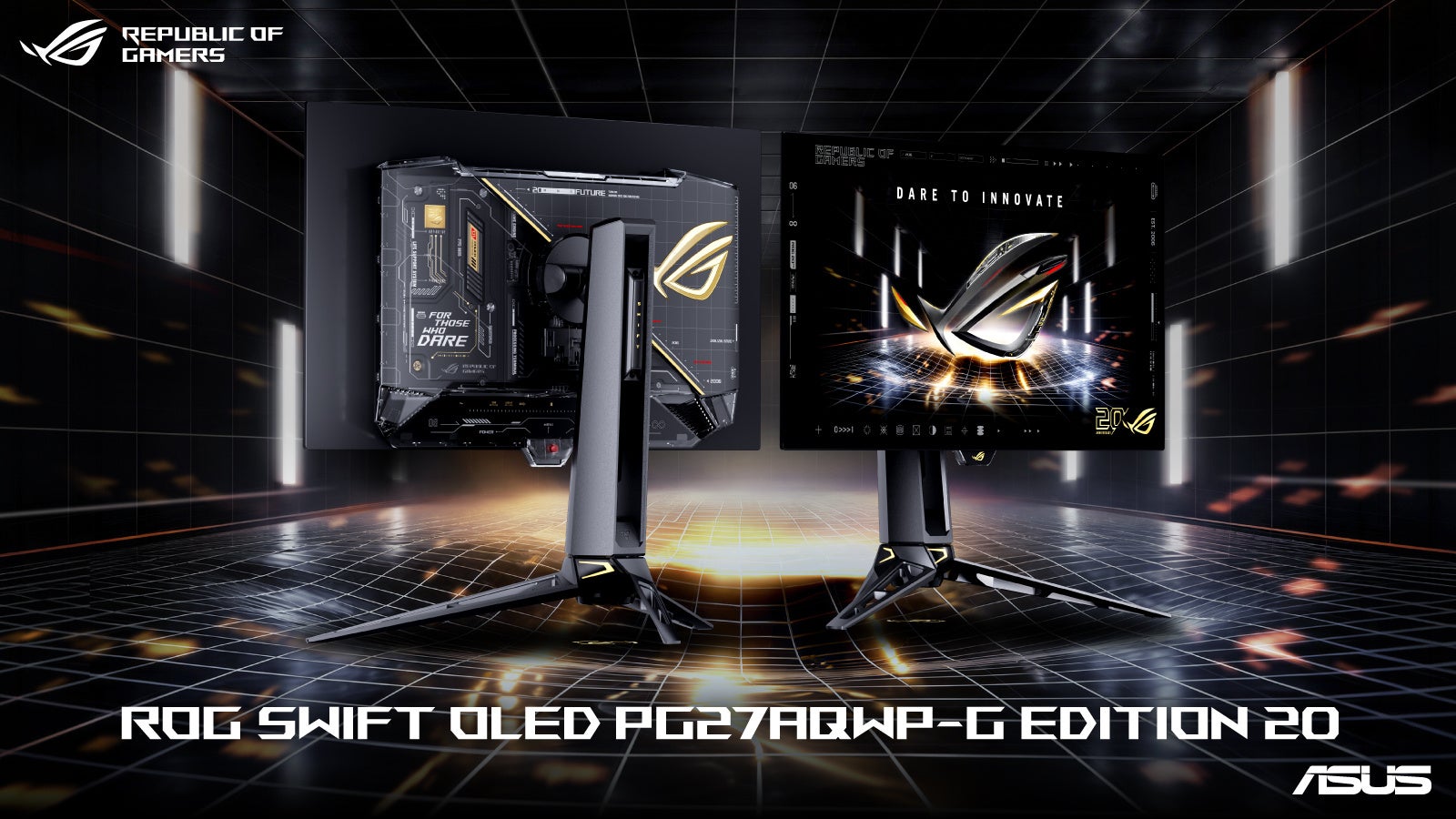 ASUS、ROGブランド20周年記念モデルのゲーミングモニターやアクセサリー3製品を発表｜ROG Swift OLED PG27AQWP-G EDITION 20の主な特徴とスペック