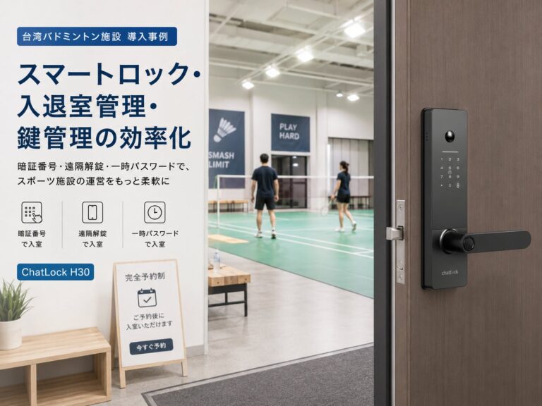 チャットロック、台湾のバドミントン施設におけるスマートロック「ChatLock H30」の導入事例を公開