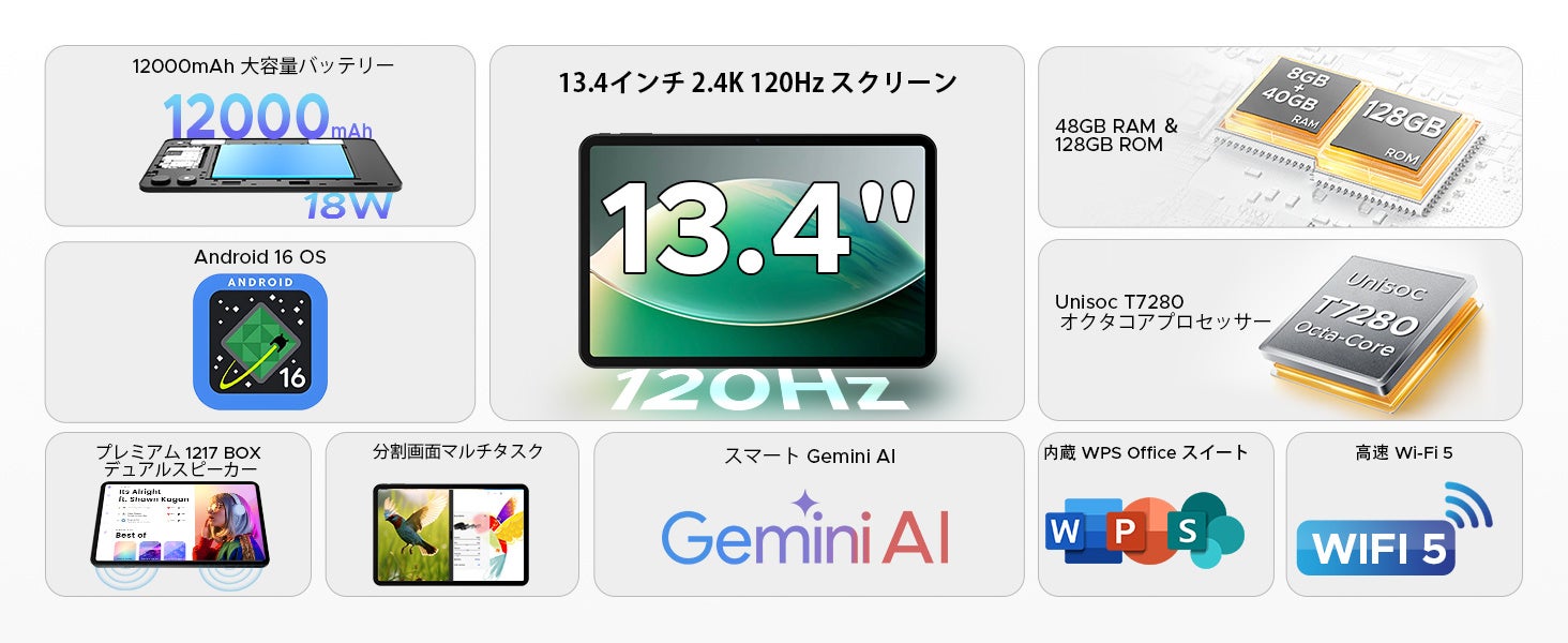 AROLYM、13.4型Android 16タブレット「AP13」が半額になるセールを楽天スーパーSALEで開始｜動画視聴やビジネスに配慮した機能（7枚目）