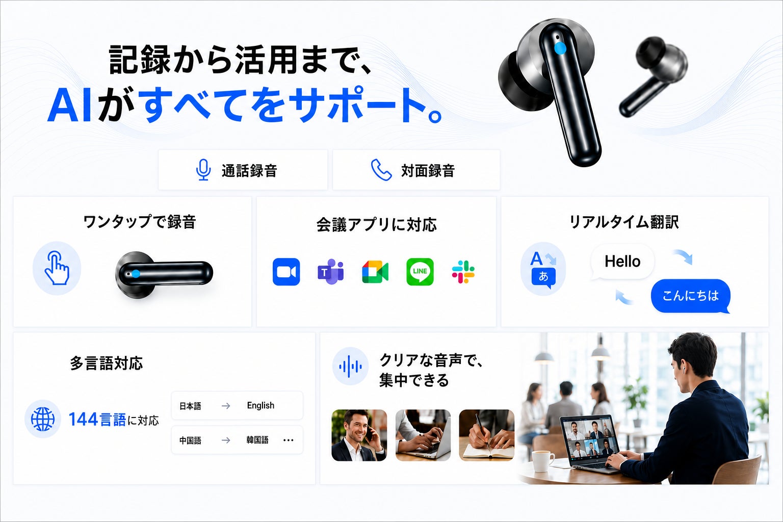 株式会社RT、録音・文字起こし・AI要約に対応する「AI NotePods 10S」をCAMPFIREで発売(4枚目)