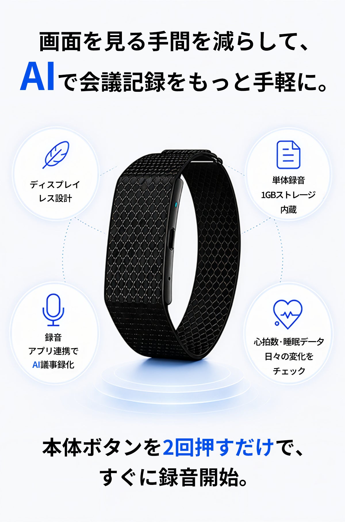 ディスプレイレスAIスマートバンド「FS100」CAMPFIREでの支援総額が200万円を突破