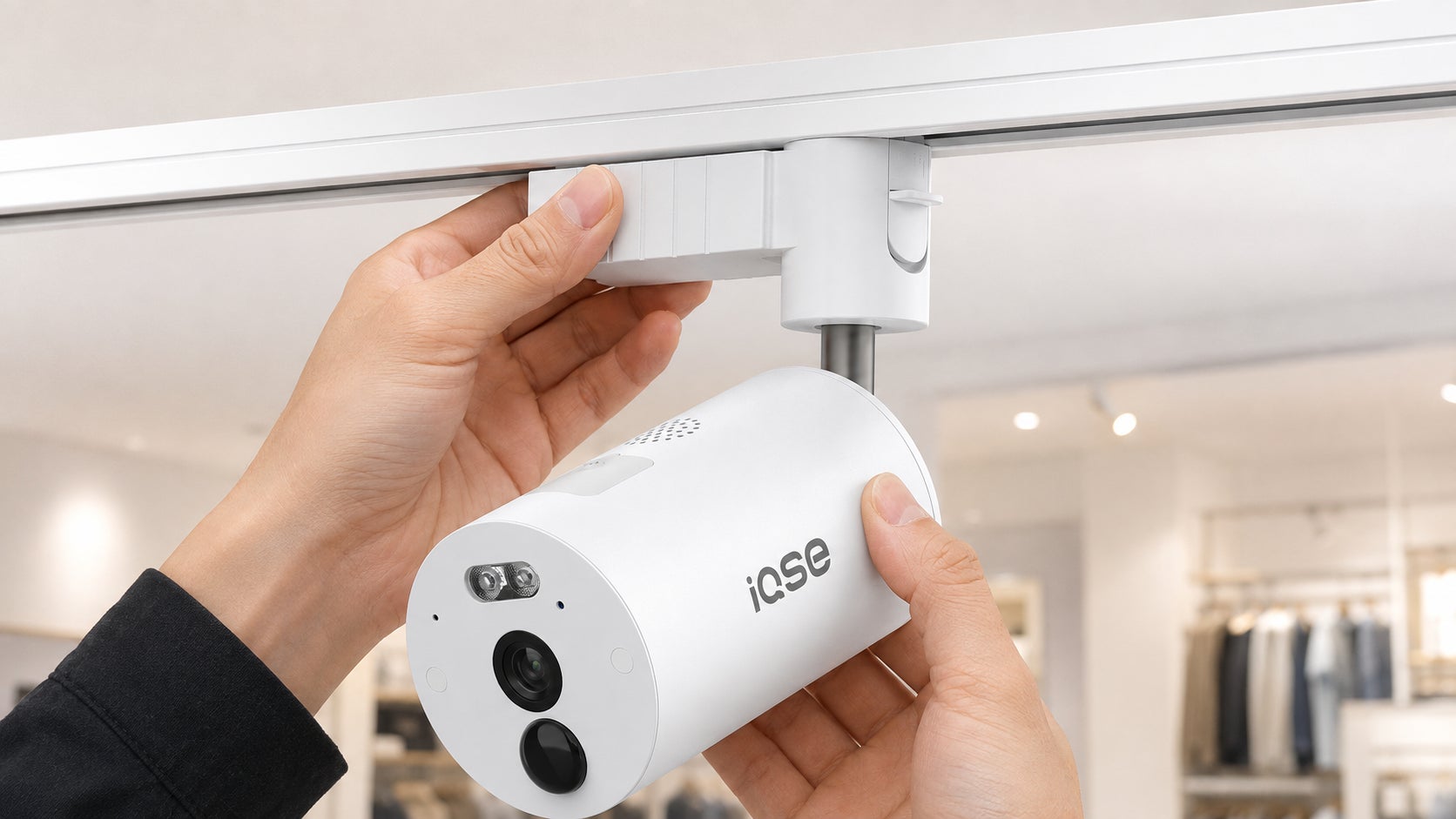 華視時代、工事不要で2カ所を見守るダクトレール式防犯カメラ「iQSE-G1」2台セットを発売（2枚目）