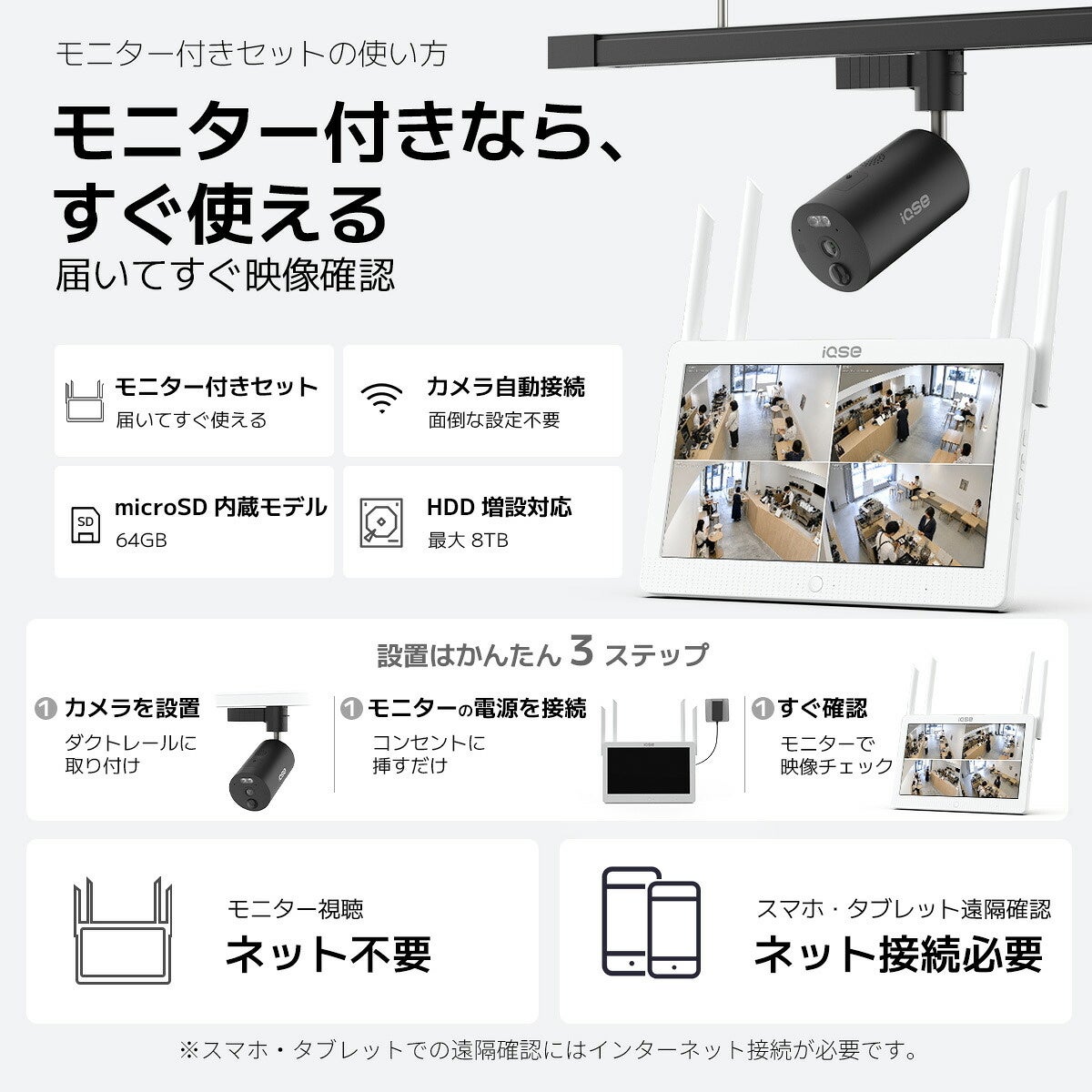 華視時代、ダクトレール式防犯カメラ「IQSE-G1」2台＋モニターセットが楽天リアルタイムランキングで1位を獲得｜インターネット環境がなくても録画・再生に対応
