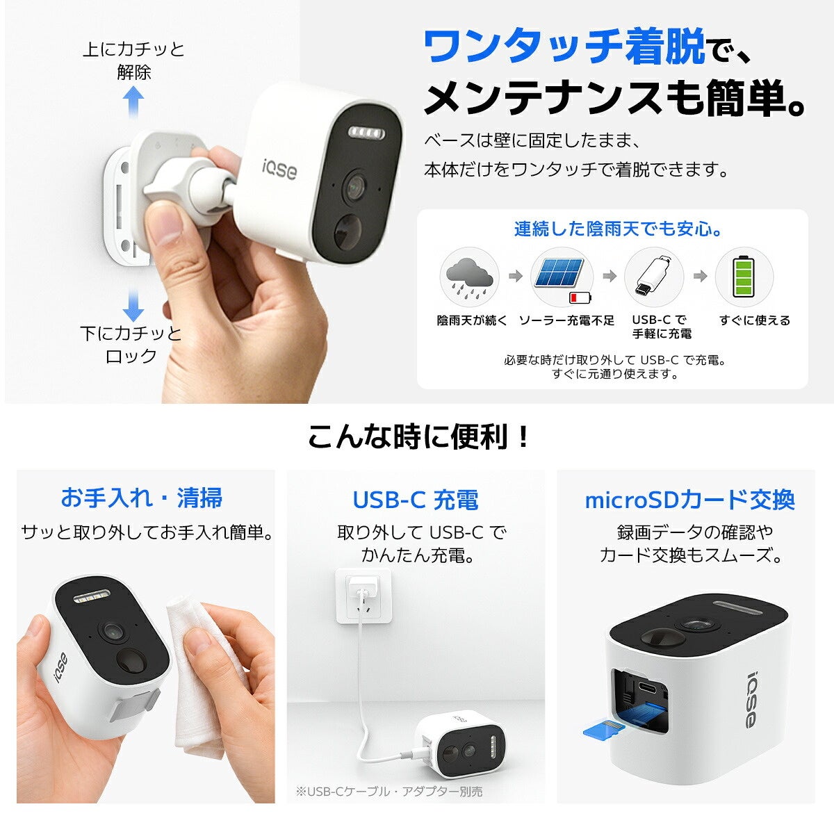 華視時代、分離式ソーラー防犯カメラ「IQSE-K3」が楽天市場の防犯関連グッズ部門で第1位を獲得｜IQSE-K3の主要スペック（3枚目）