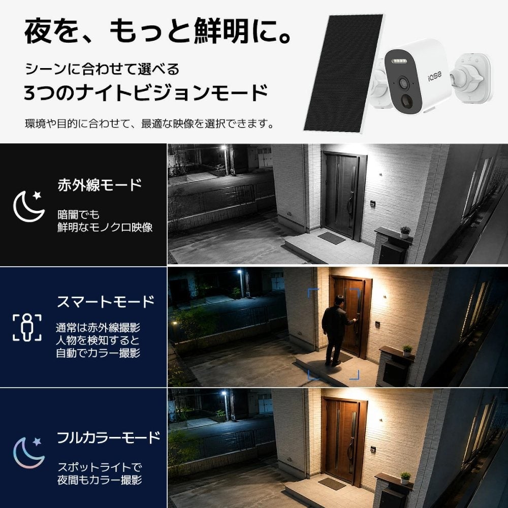 華視時代、分離式ソーラーパネル採用の屋外防犯カメラ「IQSE-K3」を発売｜AI人物認識と効率的な映像確認機能（3枚目）