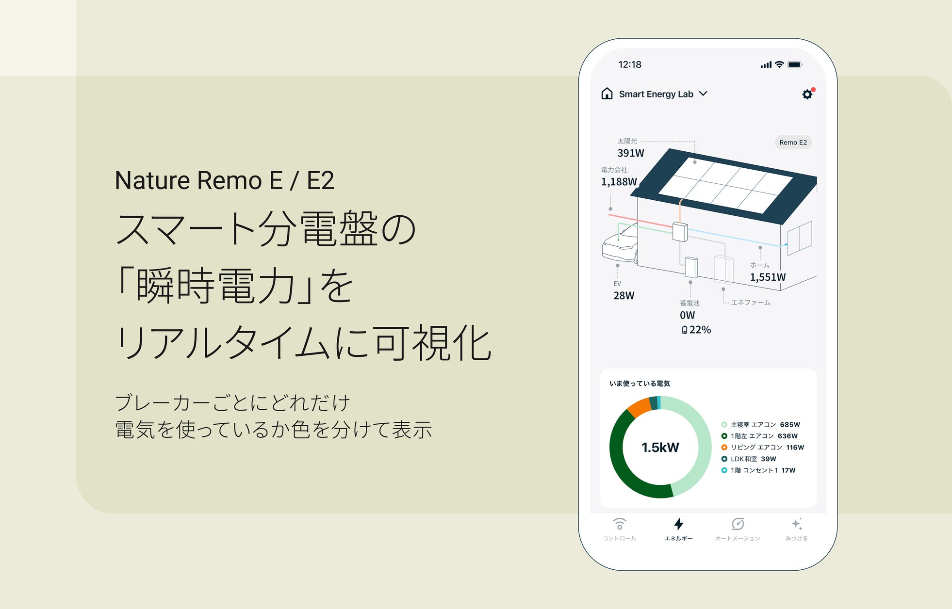 Nature Remo E / E2、スマート分電盤の瞬時電力をリアルタイムに可視化する新機能を提供開始