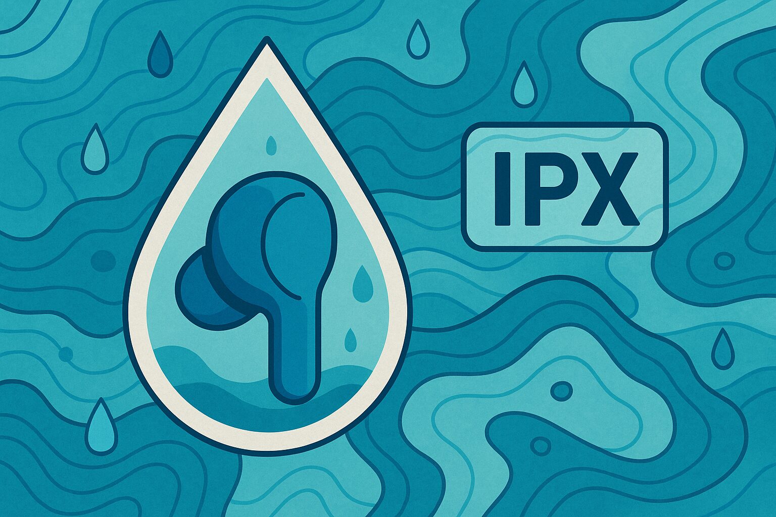 防水規格IPX 水滴の中のワイヤレスイヤホン