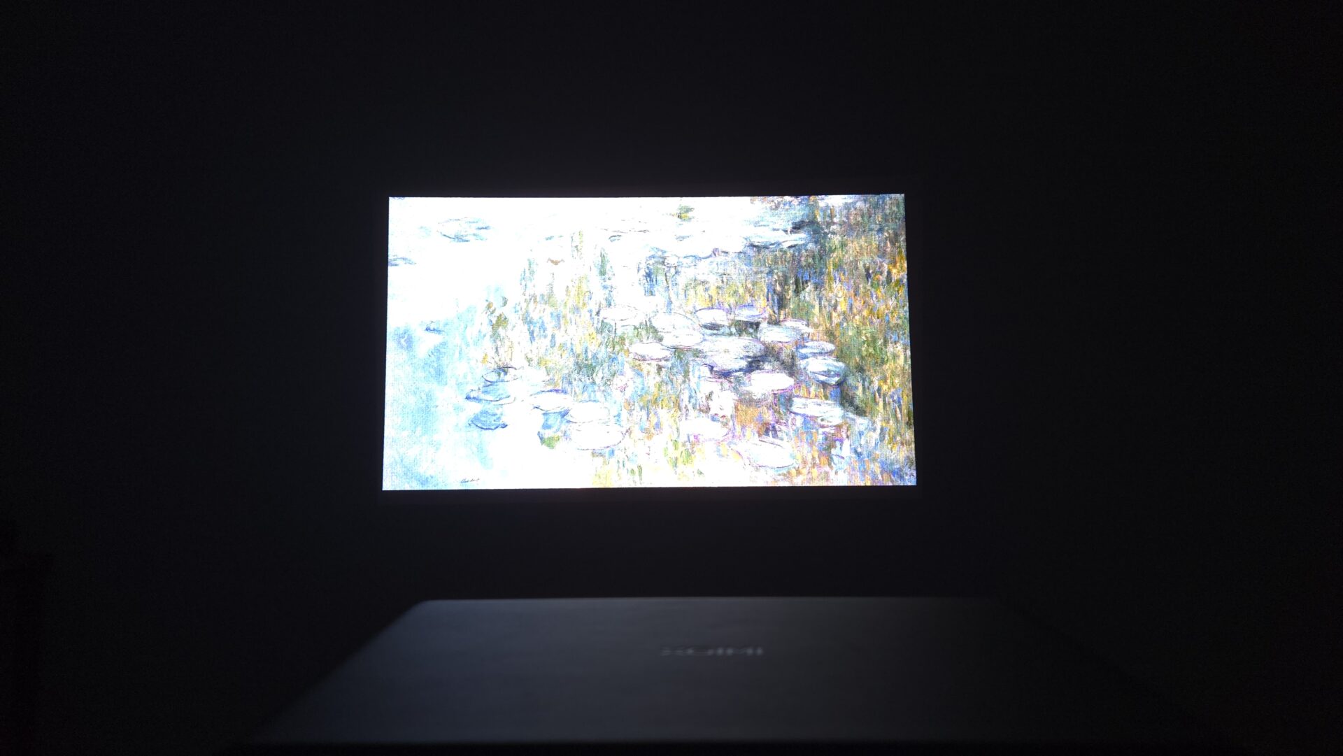 プロジェクターで映し出されたモネの睡蓮の絵