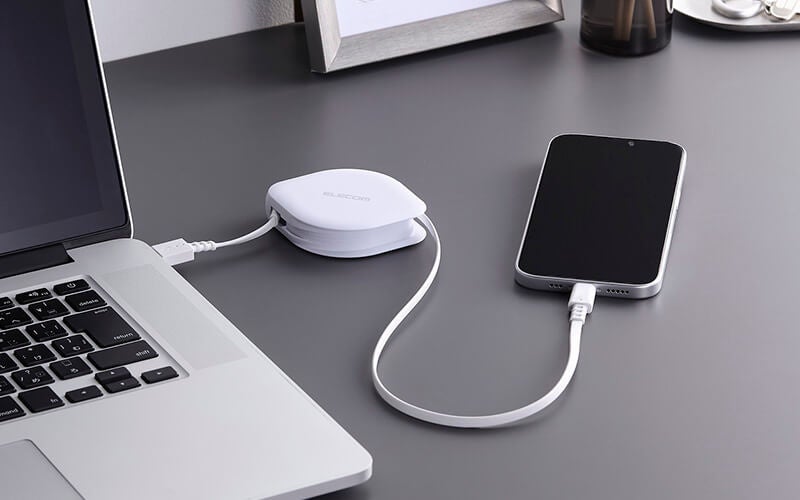 エレコム、必要な長さに調節できるスリムな巻き取り式USB Type-Cケーブル2タイプを発売｜取扱サイト