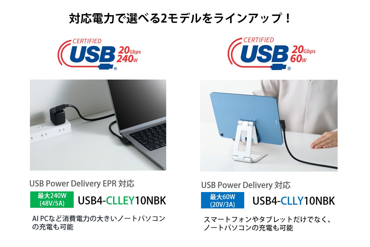 エレコム、やわらかケーブルと両端L字コネクターを採用したUSB Type-Cケーブル2モデルを発売｜製品の主な仕様と価格（3枚目）