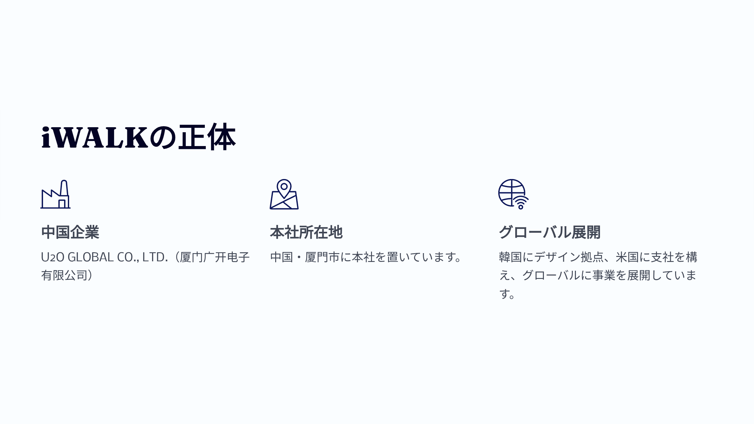 iWALKの企業情報 U2O GLOBAL CO LTDは中国厦門市に本社を置き韓国と米国で世界的に事業を展開しています