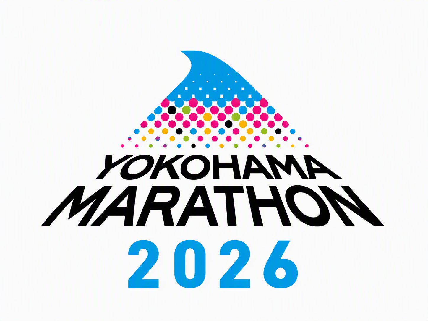 白背景に波やドット模様の三角形シンボルとイベント名が配置された大会ロゴマーク