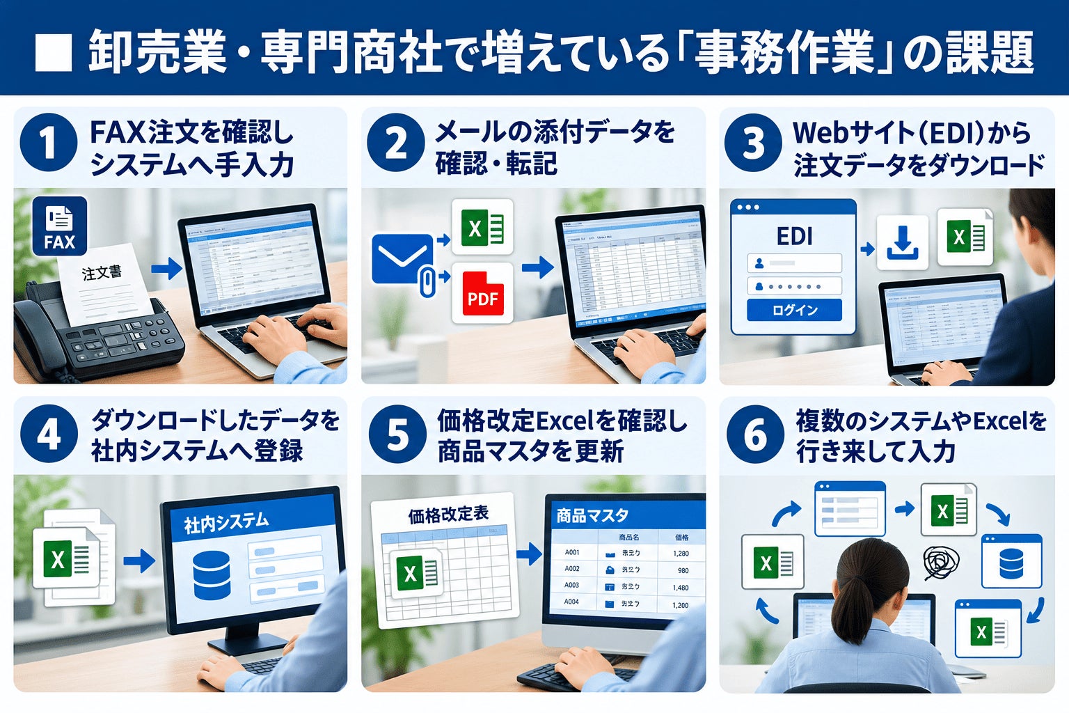 株式会社リプラス、卸売業・専門商社の受発注業務を自動化する「Good Hands-RPA」支援サービスを提供開始｜卸売業・専門商社における事務作業の課題