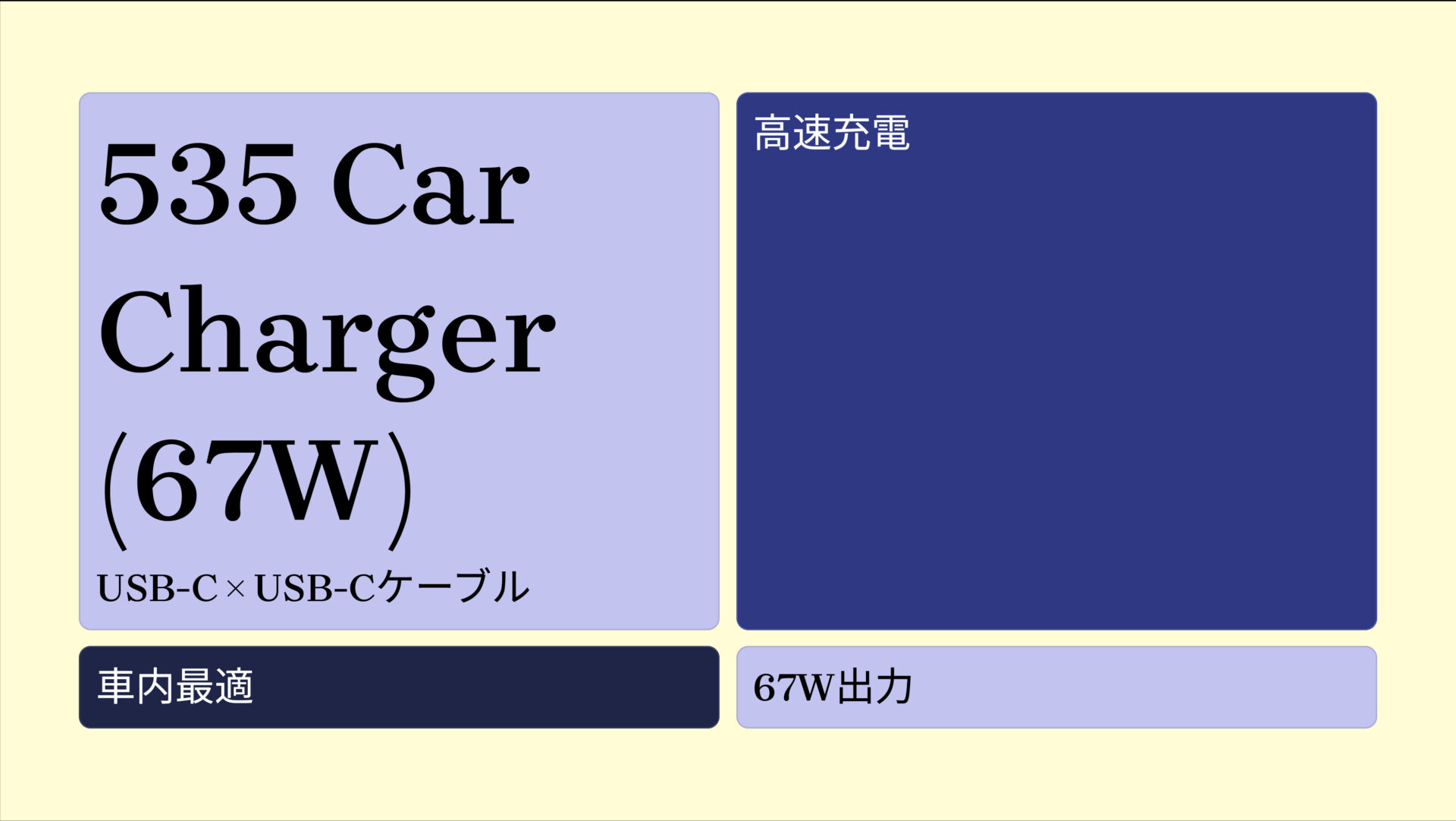 535 Car Charger (67W) with USB-C & USB-C ケーブル のアイキャッチ画像
