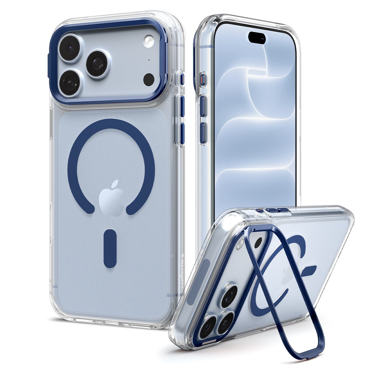 カメラ枠部分に開閉式キックスタンドを備えたスマートフォン用クリアケース