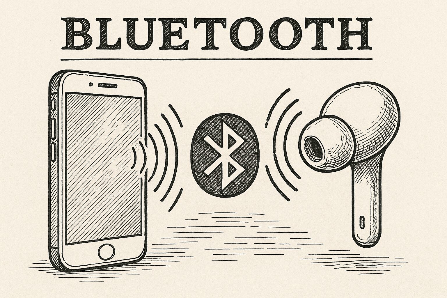 Bluetooth スマートフォン ワイヤレスイヤホン 接続 イラスト