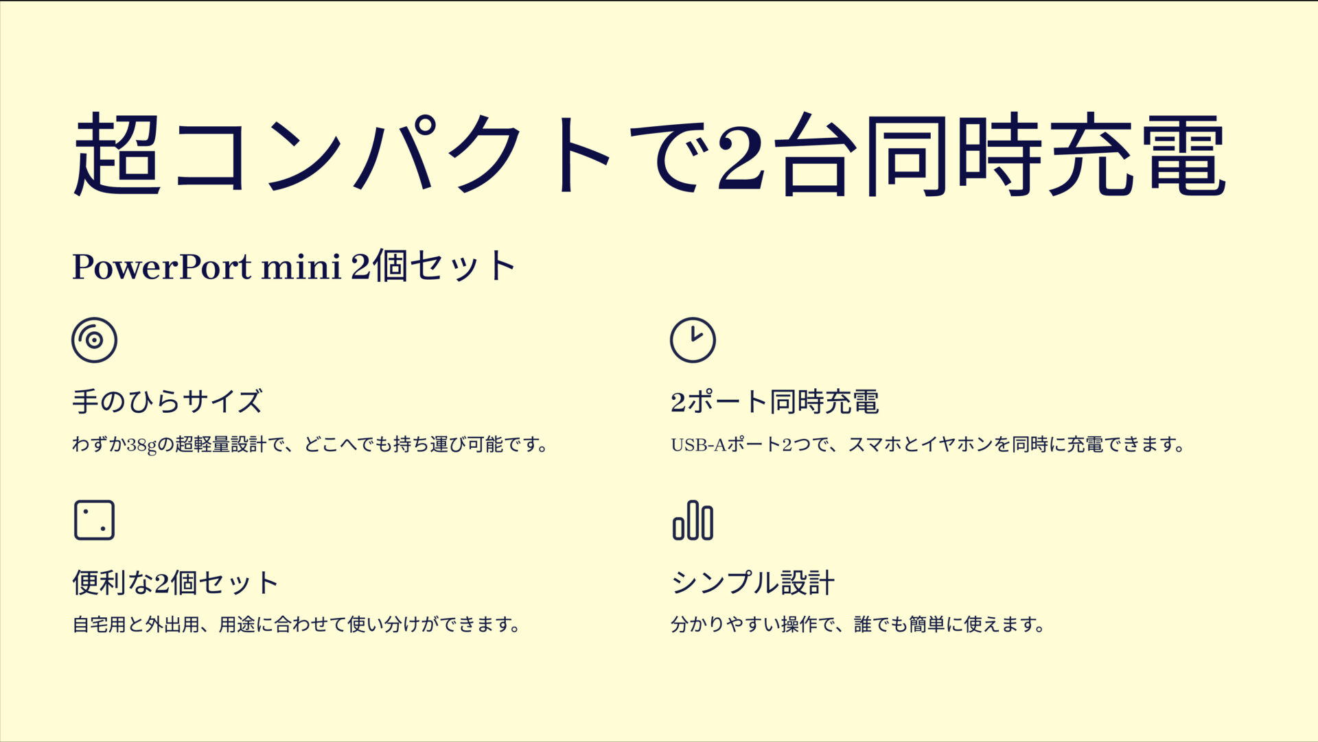 PowerPort mini 2個セットを評価！｜ポケットに忍ばせる、超ミニマル充電器。 のまとめスライド