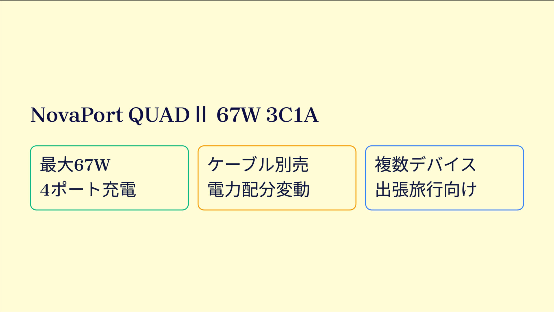 NovaPort QUADⅡ 67W 3C1Aを評価！｜ノートPCもスマホも！これ1台で急速フル充電。 の評価サマリー図